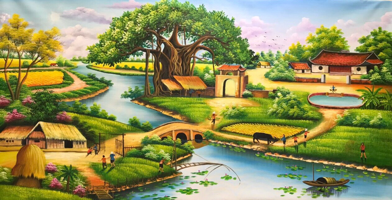 tranh-phong-canh-lang-que-viet-nam-dep-va-tho-mong