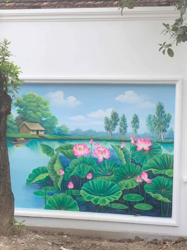 Tranh Tường Đầm Sen – Gợi Nhớ Nét Đẹp Đồng Quê Việt Nam