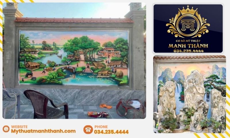 Ưu điểm của tranh đắp xi măng trong trang trí ngoại thất