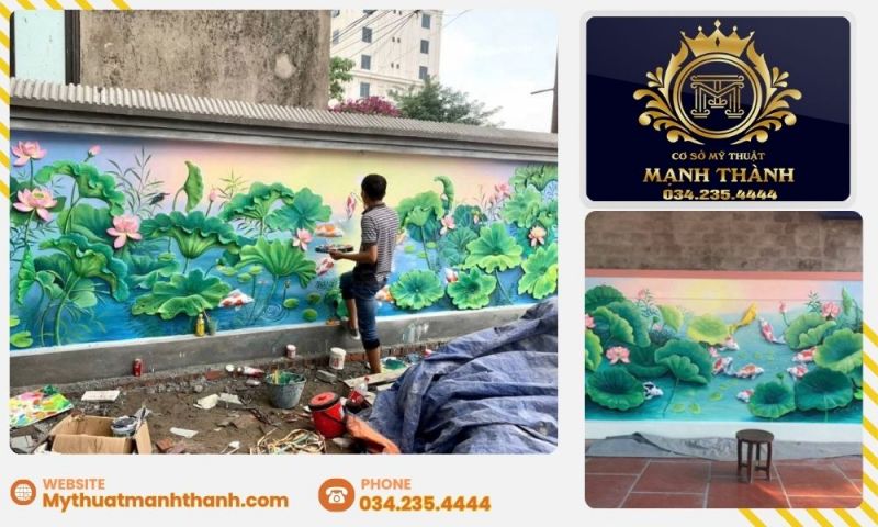 Tranh đắp sen cá – Sự hòa hợp giữa thiên nhiên và phong thủy