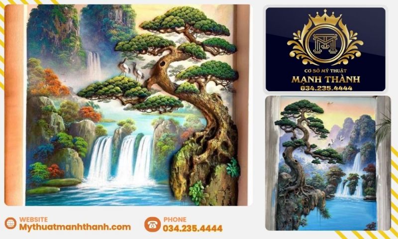 Tranh đắp phong cảnh sơn thủy hữu tình cho biệt thự