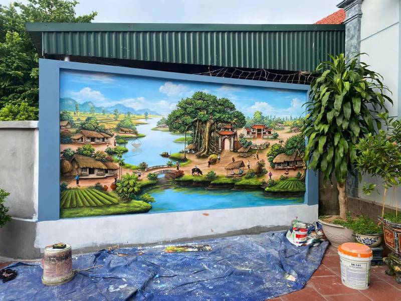 Mẫu tranh đắp truyền thống cho khu du lịch sinh thái